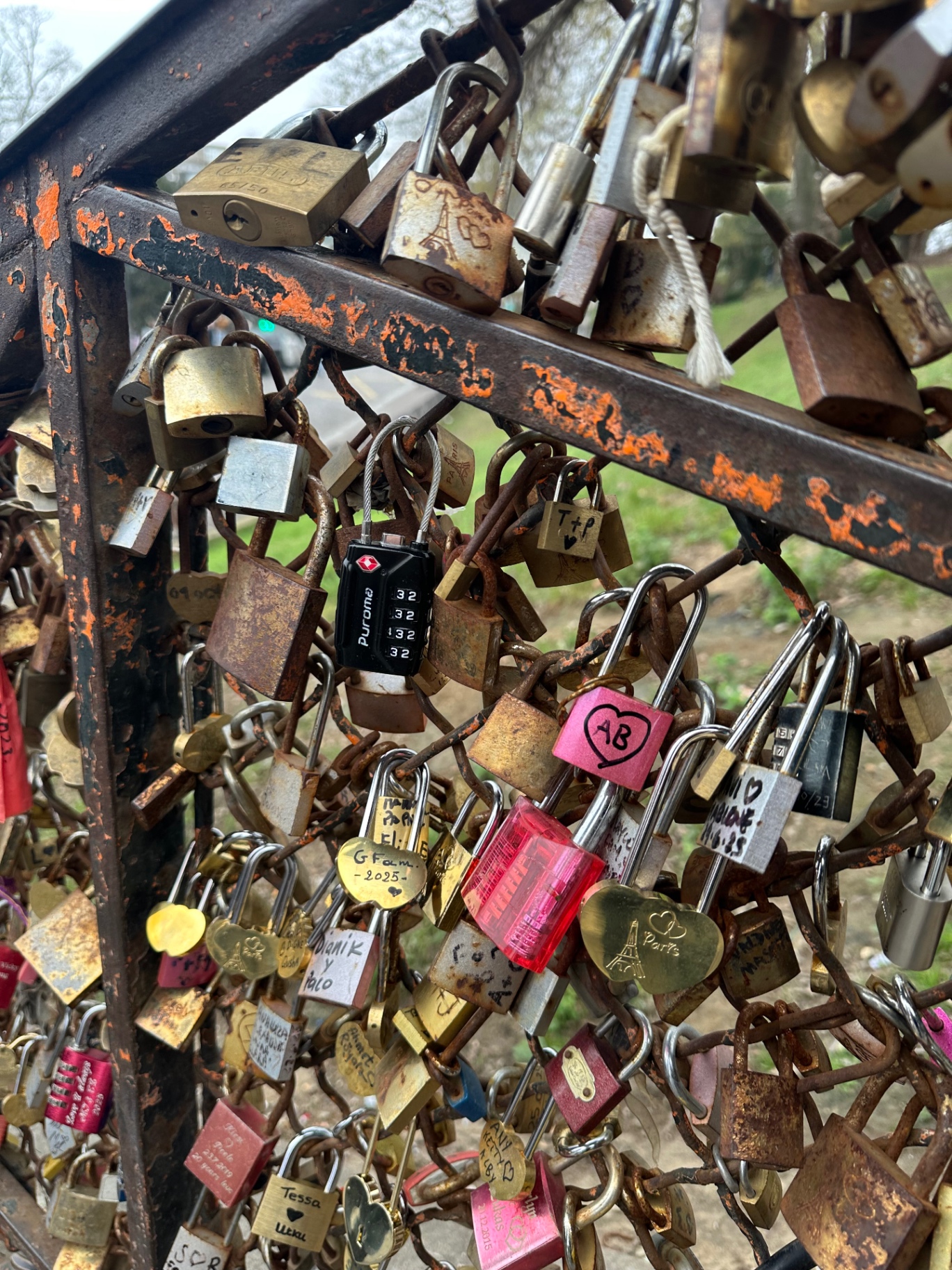 Love locks on a Paris bridge